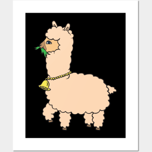 Alpaca with grass. Posters and Art